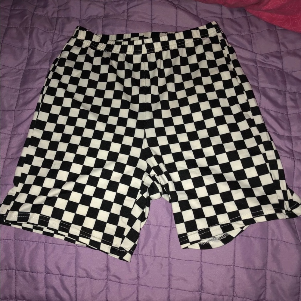 Checkerboard Biker Shorts
